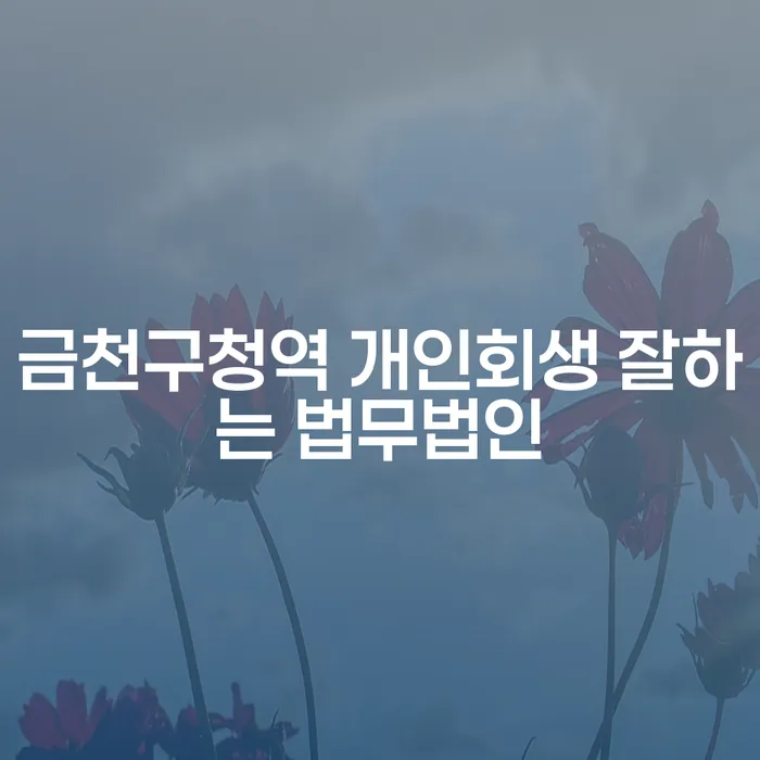 금천구청역 개인회생 잘하는 법무법인